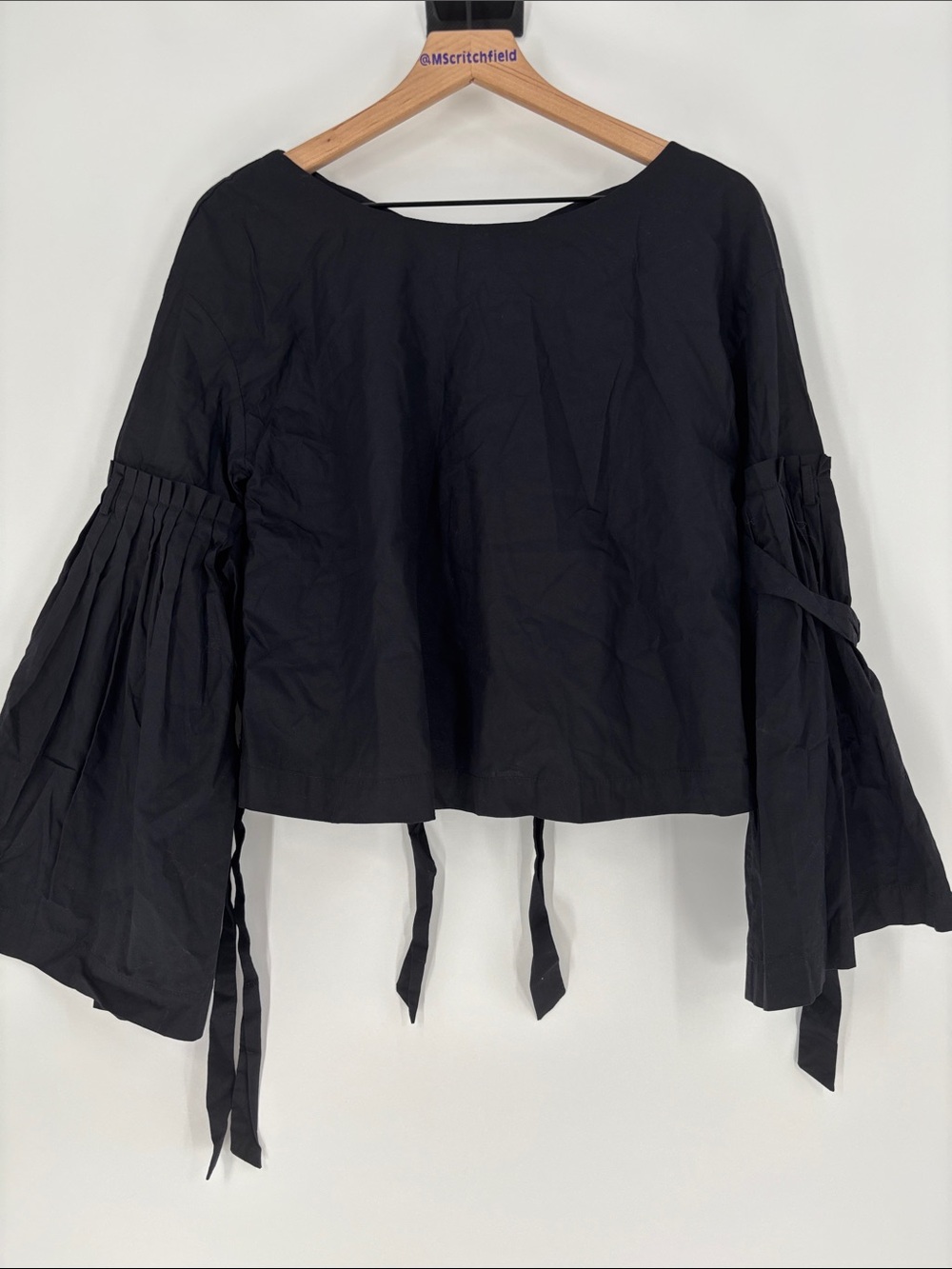 FREE PEOPLE So obviously Pleated Long Sleeve Top medium black